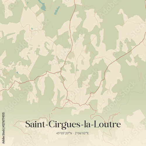 Vintage map of Saint-Cirgues-la-Loutre, France.