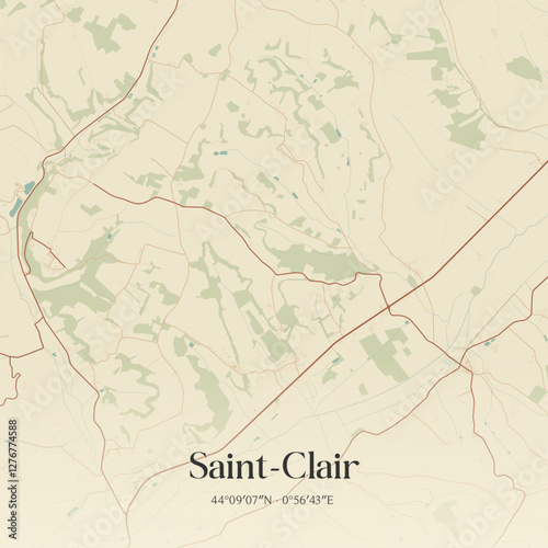 Vintage map of Saint-Clair, France.