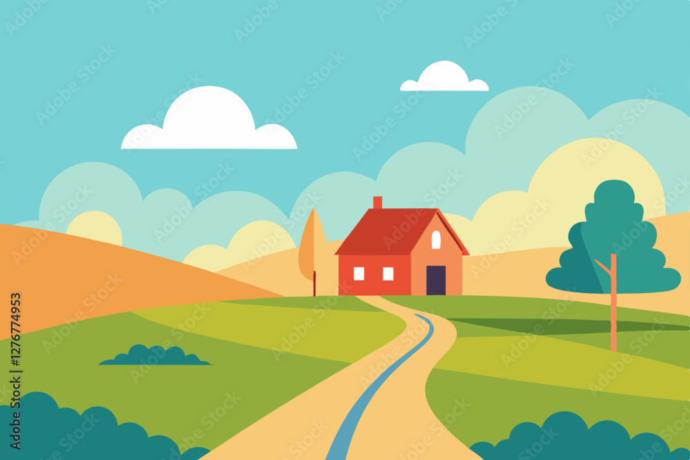 Fototapeta premium rural landscape with house