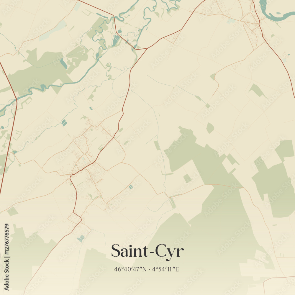 Obraz premium Vintage map of Saint-Cyr, France.