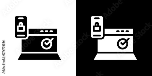 2FA Multifactor verification icon set. vector illustrations in black and white flat solid style