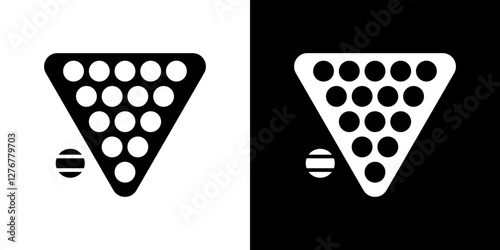 billiards icon set. vector illustrations in black and white flat solid style