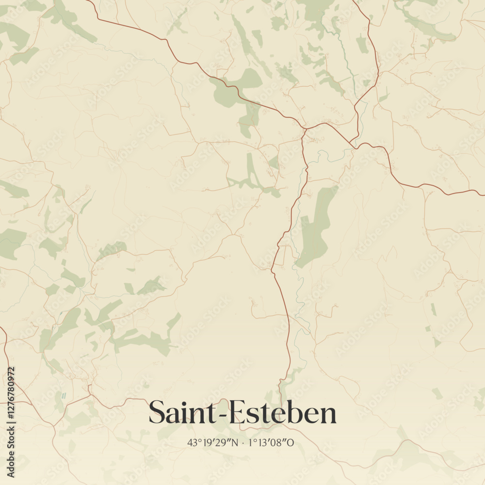 Obraz premium Vintage map of Saint-Esteben, France.