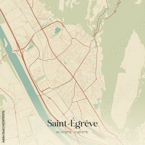Vintage map of Saint-Égrève, France.