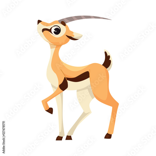 Gazelle with Horn as Tropical Animal and Wild African Fauna Vector Illustration