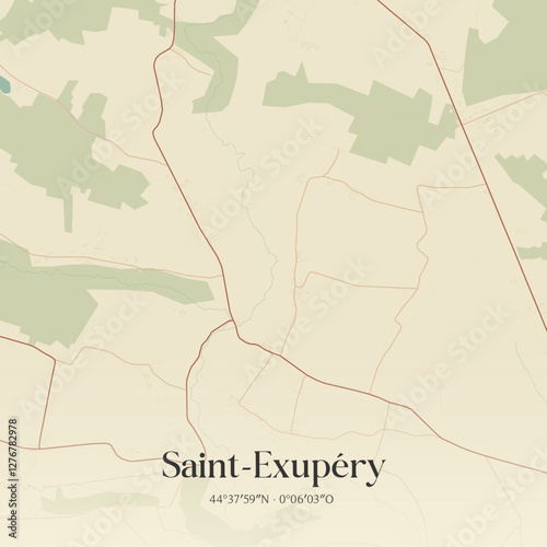 Vintage map of Saint-Exupéry, France.