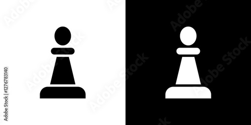 Chess pawn icon set. vector illustrations in black and white flat solid style