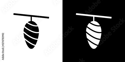 Cocoon icon set. vector illustrations in black and white flat solid style