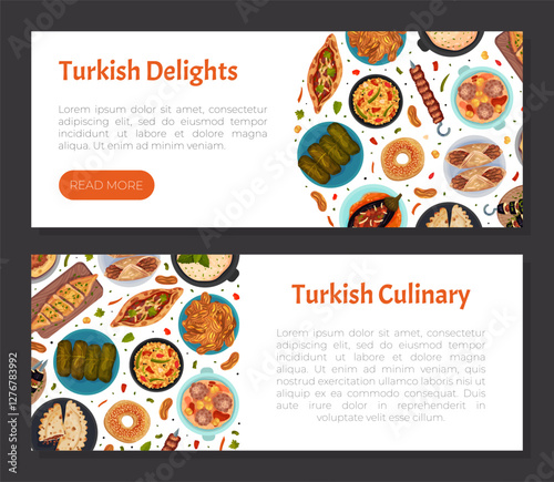 Turkish Food and Dish Banner Design Vector Template