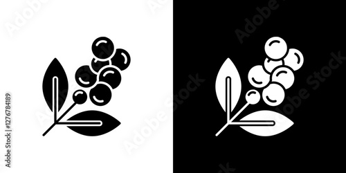 Coffee plant icon set. vector illustrations in black and white flat solid style