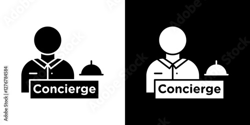 Concierge icon set. vector illustrations in black and white flat solid style