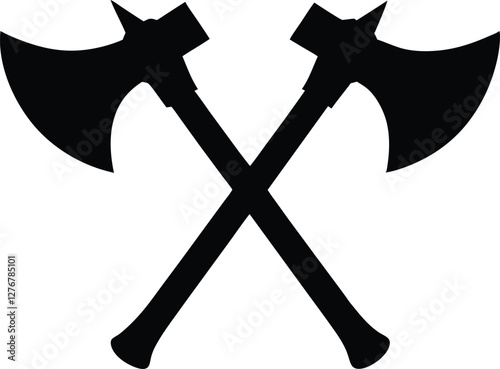 Crossed axes silhouette,axes  silhouette simple flat vector,two axe clip art