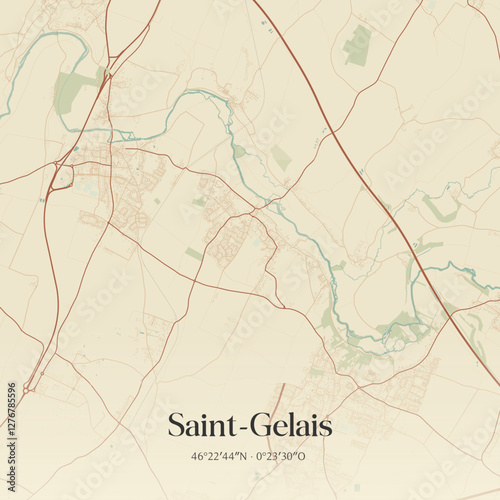 Vintage map of Saint-Gelais, France.