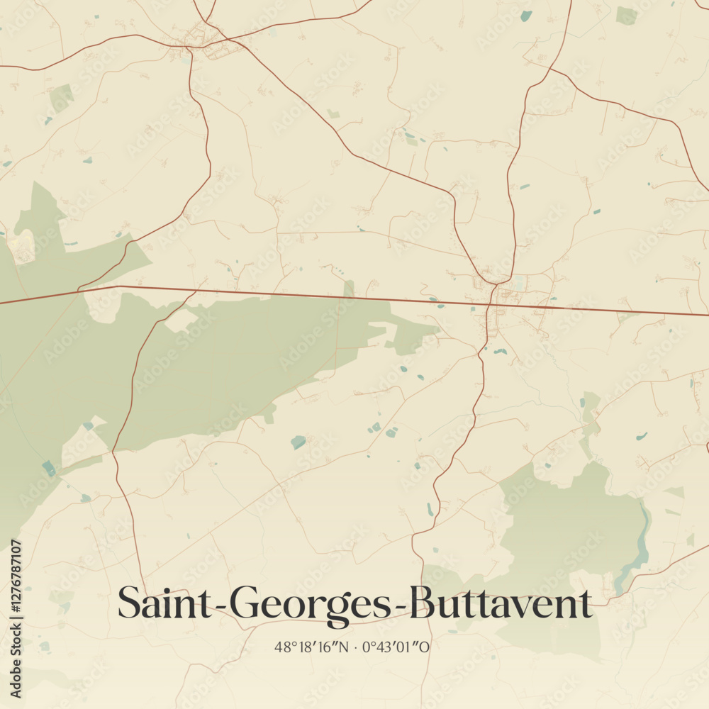 Fototapeta premium Vintage map of Saint-Georges-Buttavent, France.