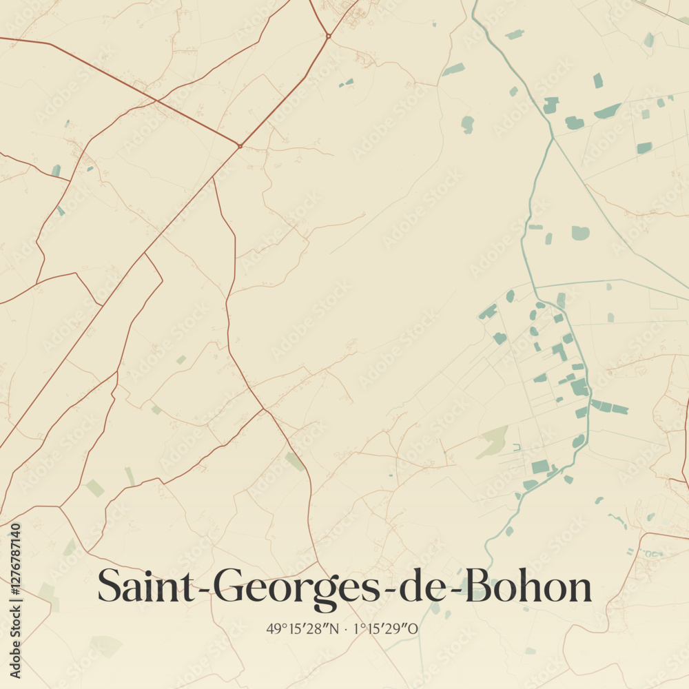 Fototapeta premium Vintage map of Saint-Georges-de-Bohon, France.