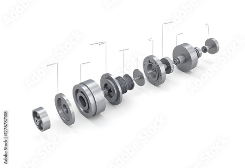 3d Mechanical Part White Background