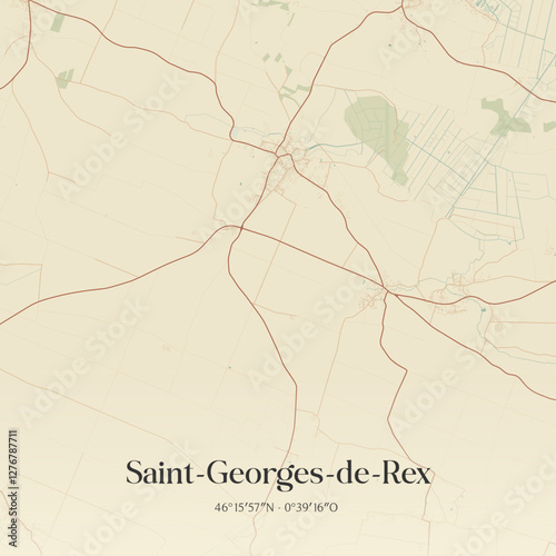 Vintage map of Saint-Georges-de-Rex, France.