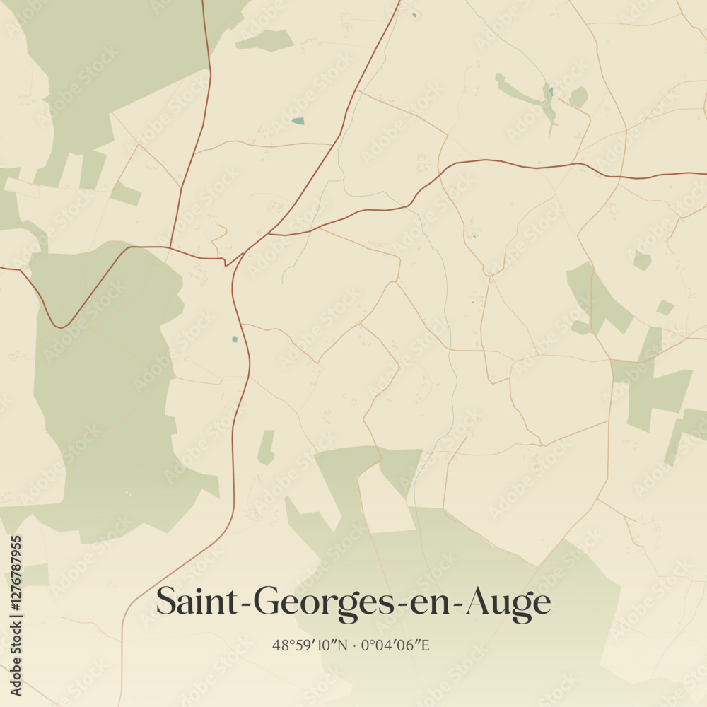 Fototapeta premium Vintage map of Saint-Georges-en-Auge, France.