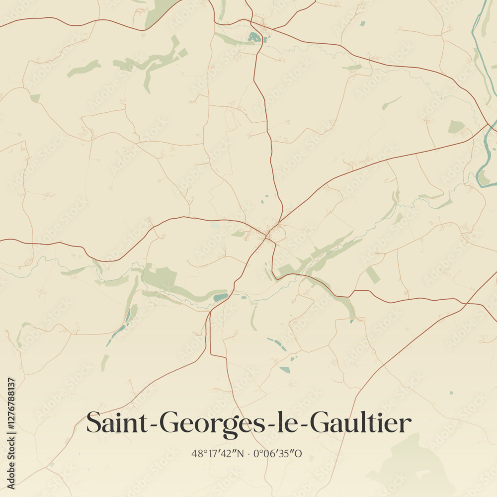 Fototapeta premium Vintage map of Saint-Georges-le-Gaultier, France.