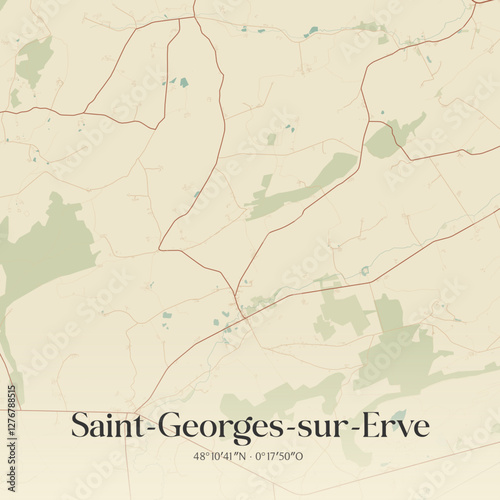 Vintage map of Saint-Georges-sur-Erve, France.
