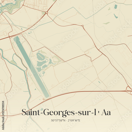 Vintage map of Saint-Georges-sur-l'Aa, France.