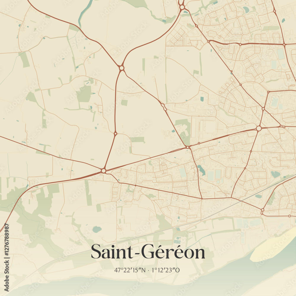Fototapeta premium Vintage map of Saint-Géréon, France.