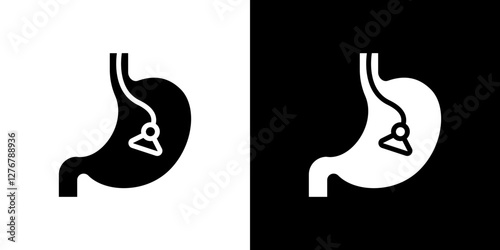 Endoscopy icon set. vector illustrations in black and white flat solid style