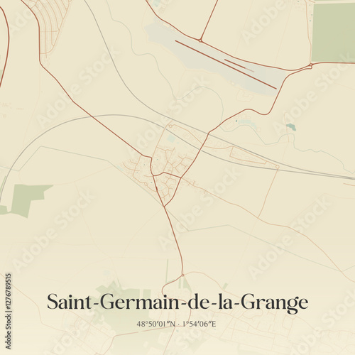 Vintage map of Saint-Germain-de-la-Grange, France.