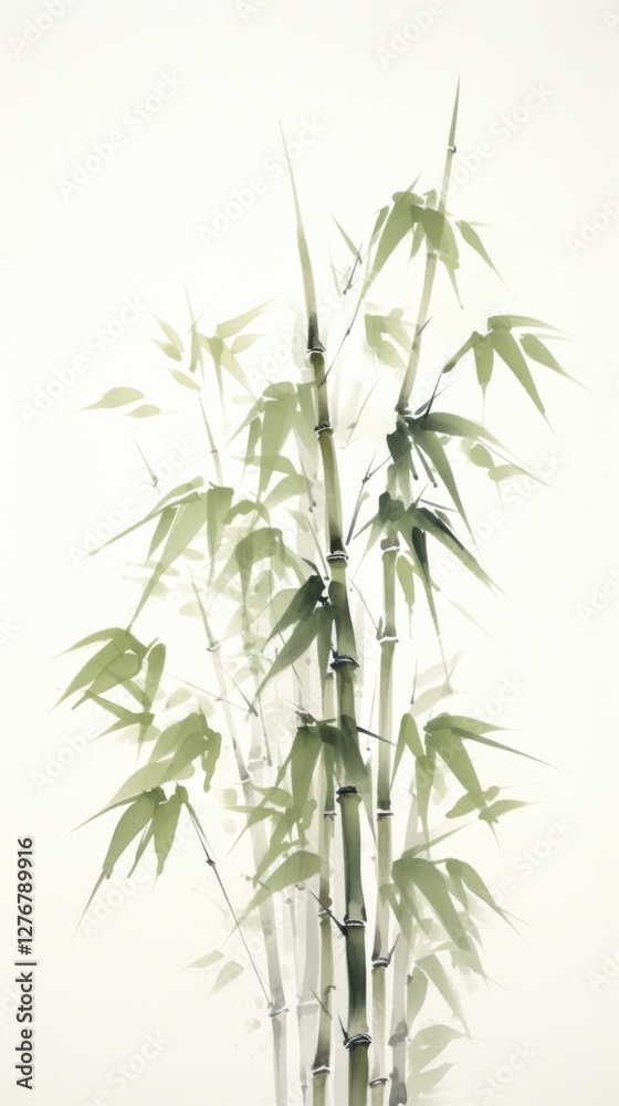 Obraz premium Rocky bamboo forest plant drawing nature.