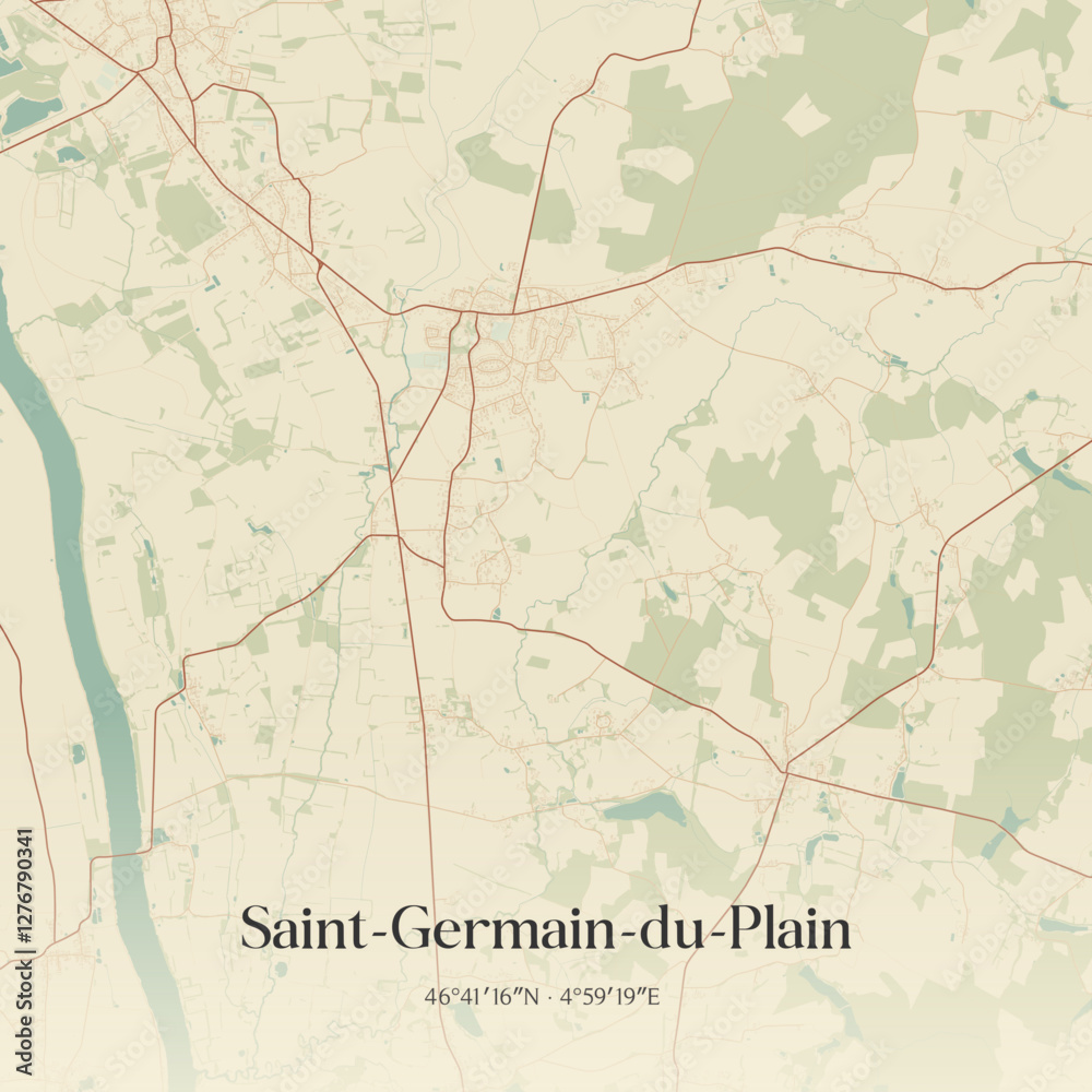 Naklejka premium Vintage map of Saint-Germain-du-Plain, France.