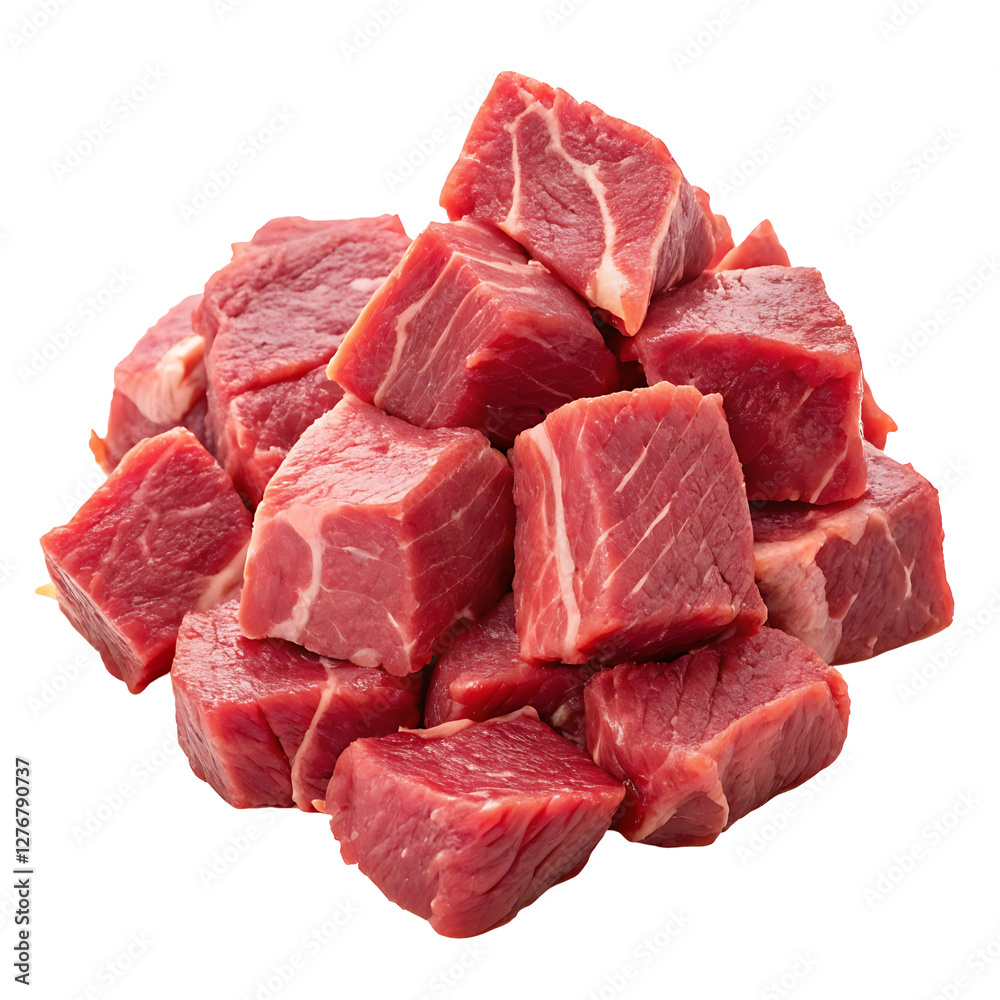 raw beef cubes isolated on white background raw beef cubes isolated on white background