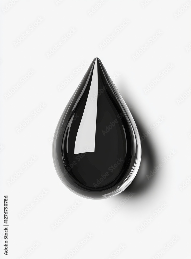 Closeup of a blue water drop on a white background