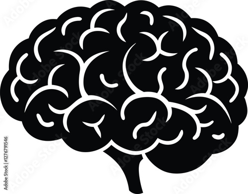 human brain  black silhouette,brain vector illustration