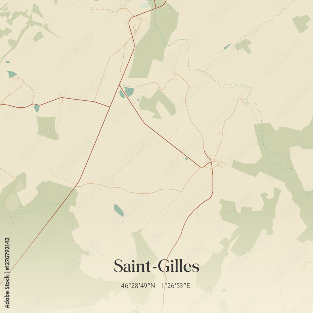 Obraz premium Vintage map of Saint-Gilles, France.