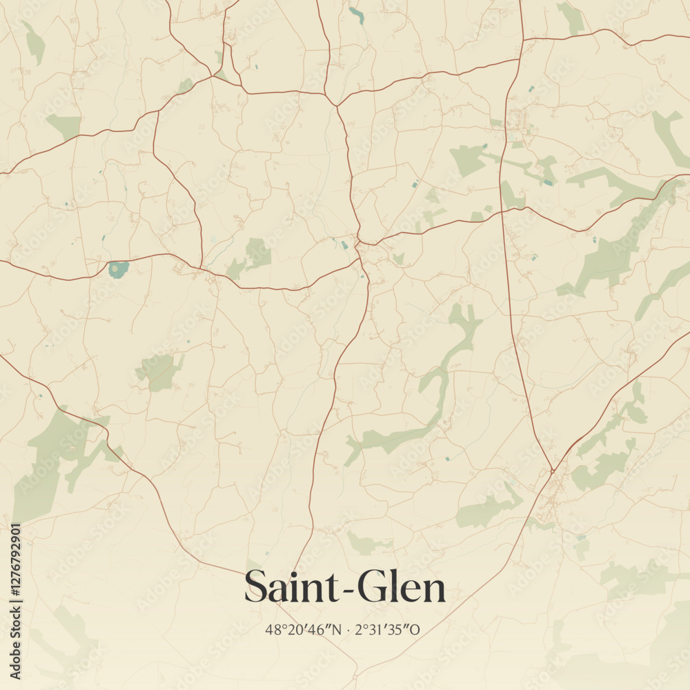 Fototapeta premium Vintage map of Saint-Glen, France.