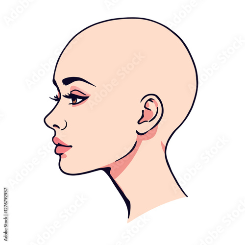 Vsai profile of a beautiful bald woman showing confidence and beauty standards