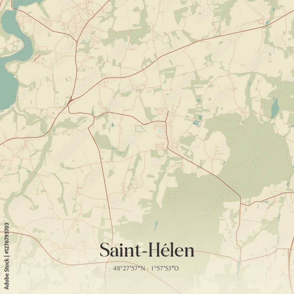 Fototapeta premium Vintage map of Saint-Hélen, France.