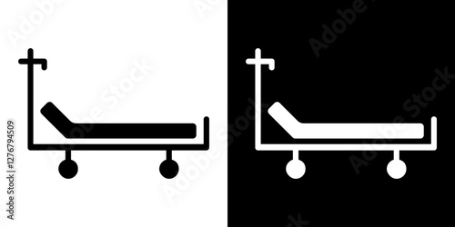 Hospital bed icon set. vector illustrations in black and white flat solid style