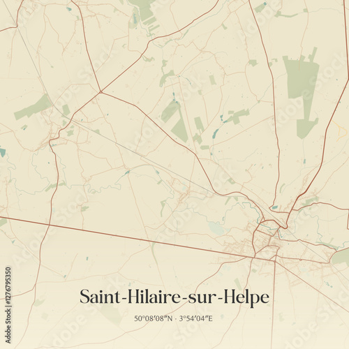 Vintage map of Saint-Hilaire-sur-Helpe, France.