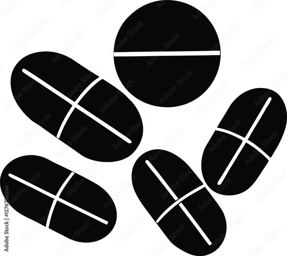 Medicine Capsule Icons,Pills silhouette simple flat vector,medicine silhouette Medicine Capsule Icons,Pills silhouette simple flat vector,medicine silhouette