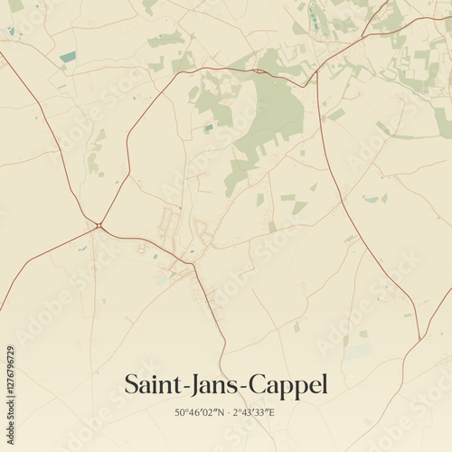 Vintage map of Saint-Jans-Cappel, France.