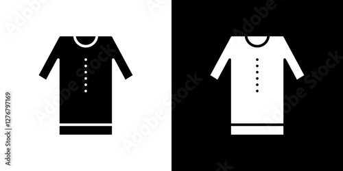 Kurta icon set. vector illustrations in black and white flat solid style