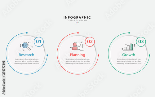 Business infographic template. 3 Step timeline journey. Process diagram, 3 options on white background, social media post, Infograph elements vector illustration.