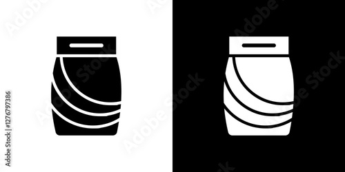 Laundry detergent pack icon set. vector illustrations in black and white flat solid style