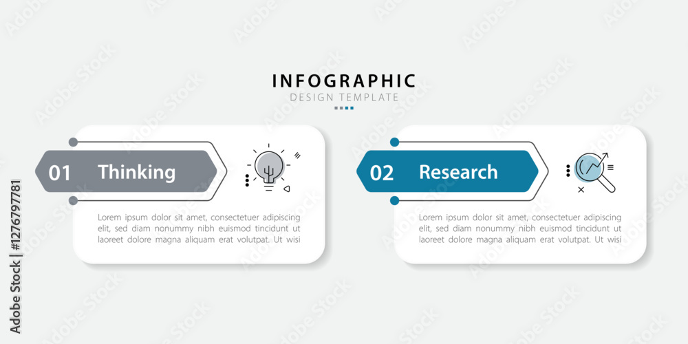 Business infographic template. 2 Step timeline journey. Process diagram, 2 options on white background, Infograph elements vector illustration.	
