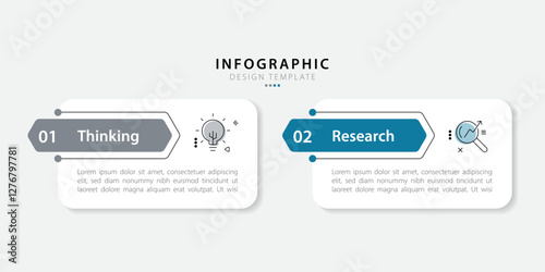 Business infographic template. 2 Step timeline journey. Process diagram, 2 options on white background, Infograph elements vector illustration.	
