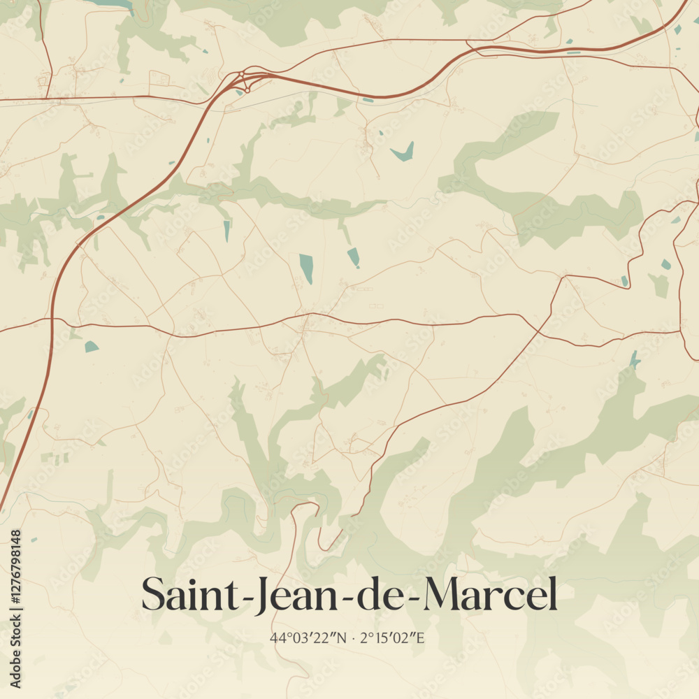 Fototapeta premium Vintage map of Saint-Jean-de-Marcel, France.