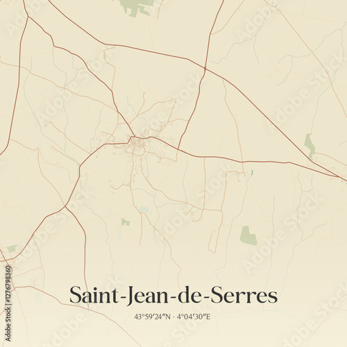 Vintage map of Saint-Jean-de-Serres, France.