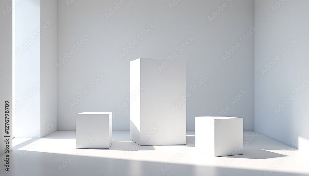 Obraz premium white cubes on white surfaces.