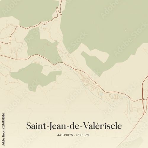 Vintage map of Saint-Jean-de-Valériscle, France.